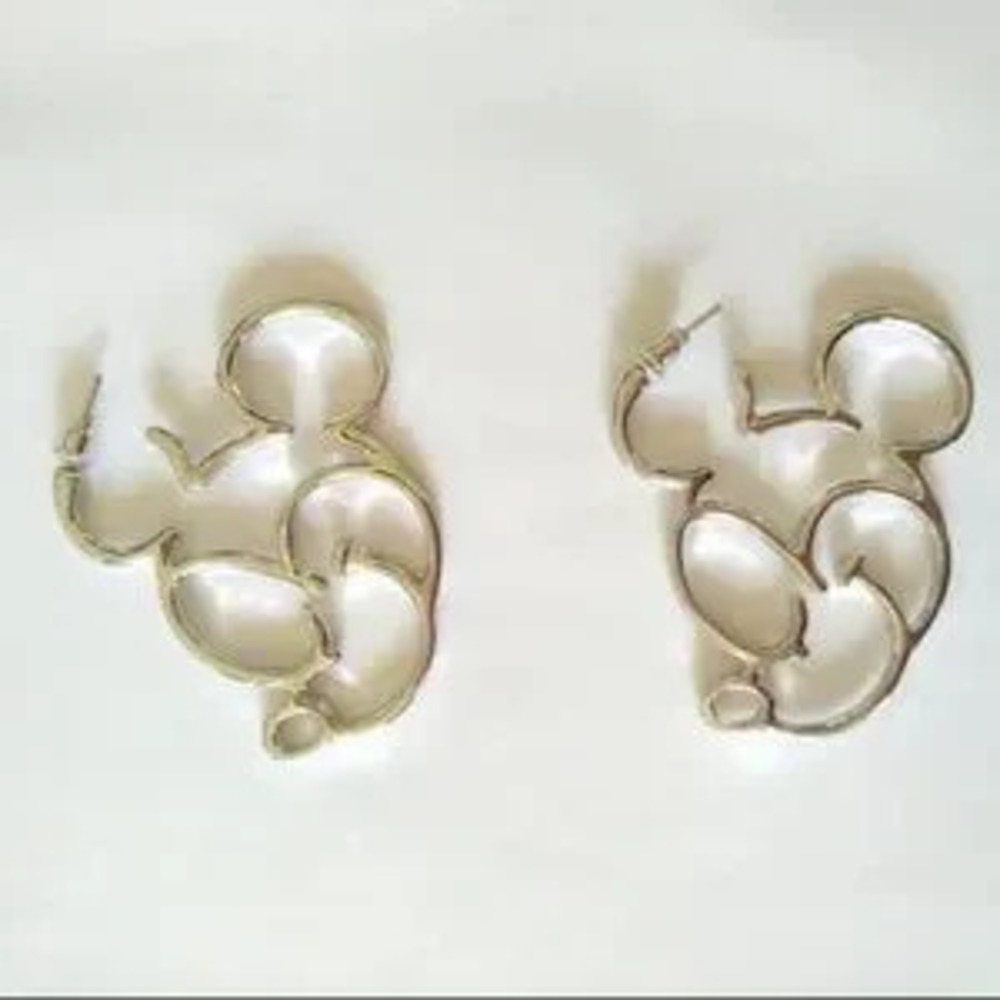 18K White Gold/Rhodium Plated Mickey Mouse Head Earrings